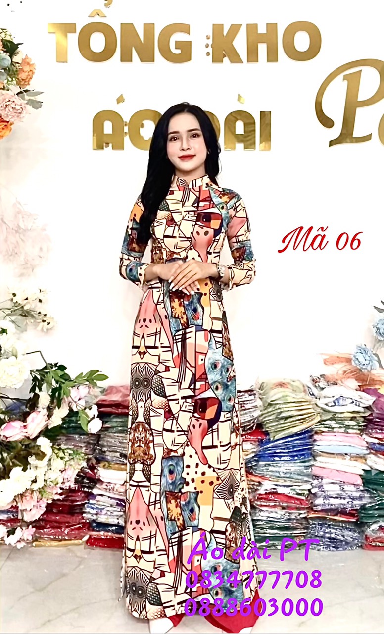 [ SIÊU SALE ] Áo Dài Truyền Thống Lụa Nhật In Hoa 3D Siêu Đẹp