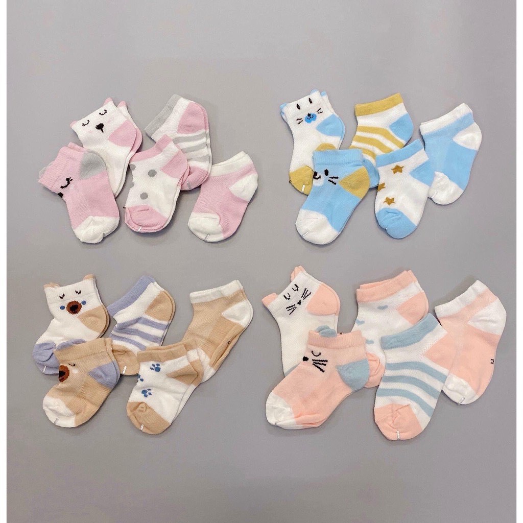 Set 5 đôi tất lưới cổ ngắn kid sock cho bé