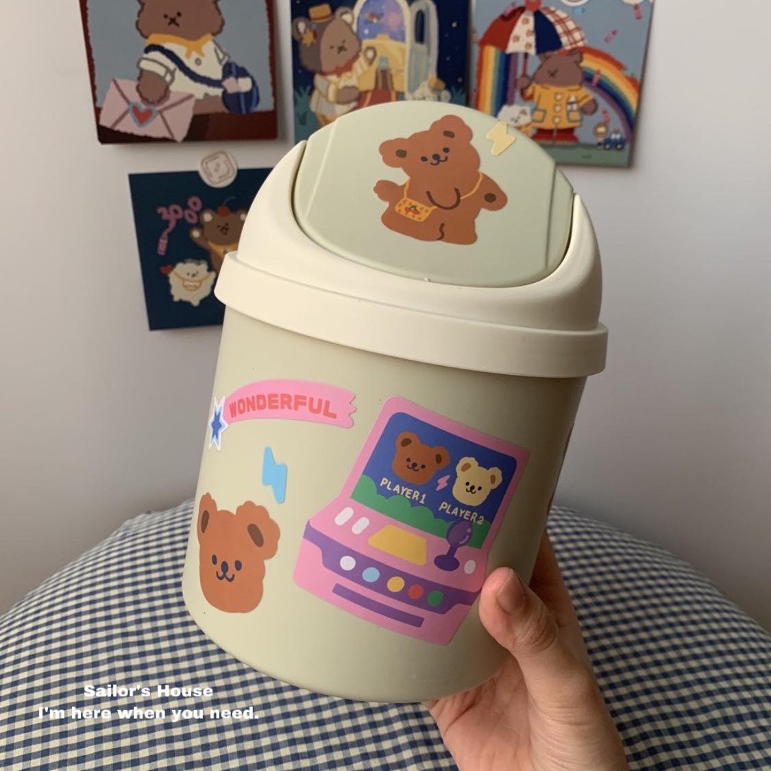 Thùng Rác Mini Siêu Cưng Để Bàn Học Trang Trí (by Sailor)