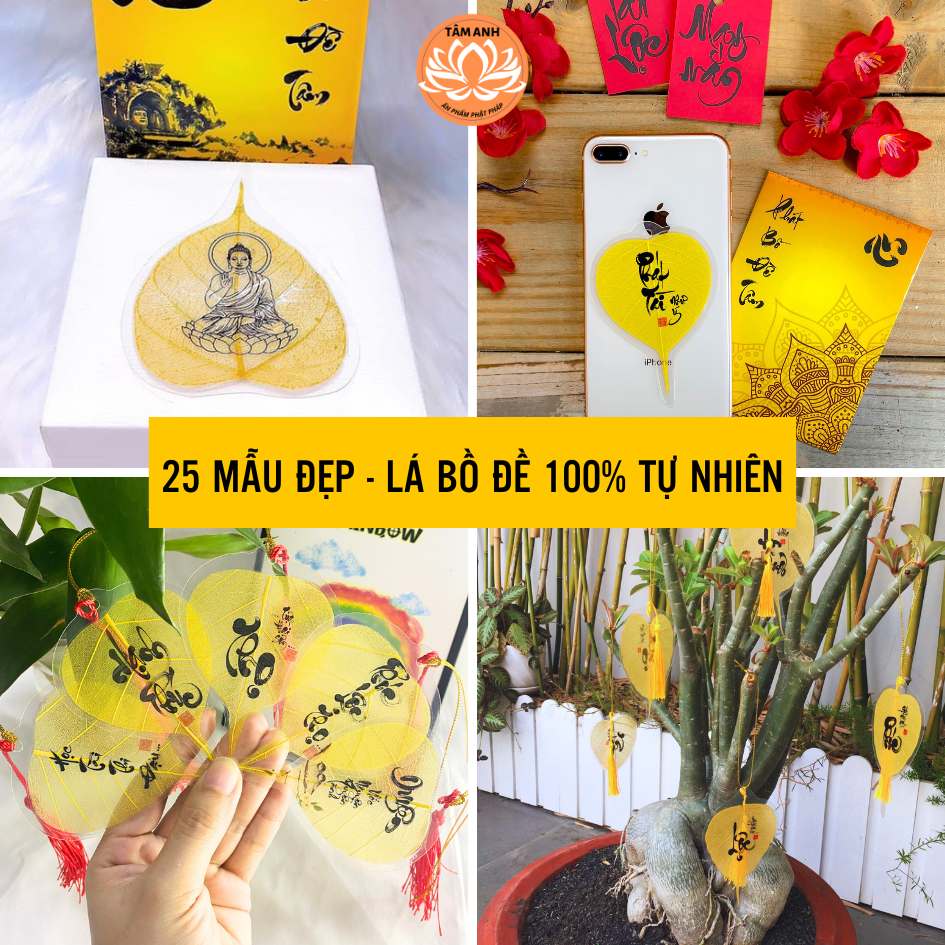 Lá bồ đề thư pháp cầu bình an may mắn nhiều mẫu