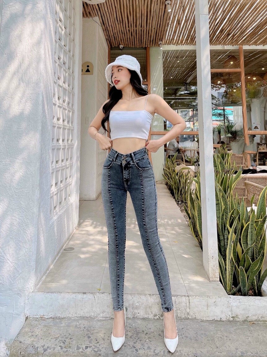 Quần Jeans Nữ Lưng Cao Co Giãn Đắp Thân Tôn Dáng