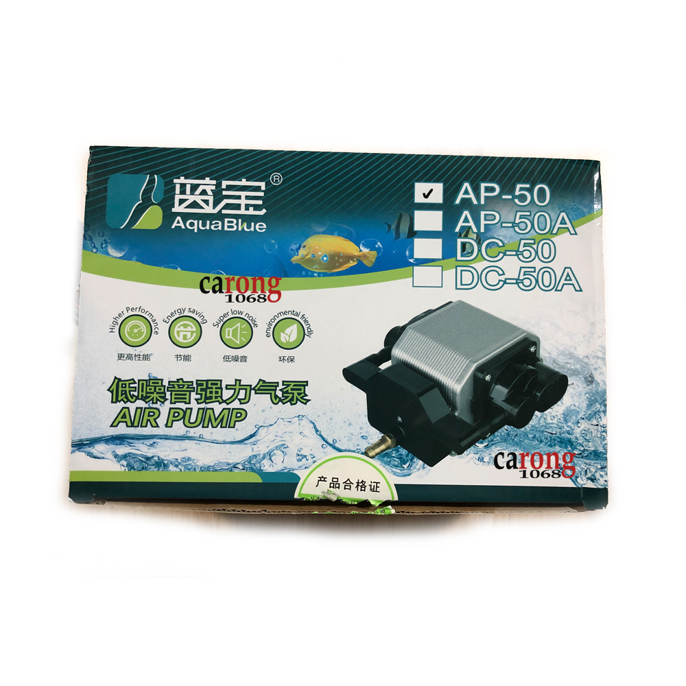 Sủi khí vỏ nhôm AquaBlue AP-50 sủi đảo hạt kanet, bóng nhựa tốt ngăn lọc, sục khí khối lượng không khí siêu lớn
