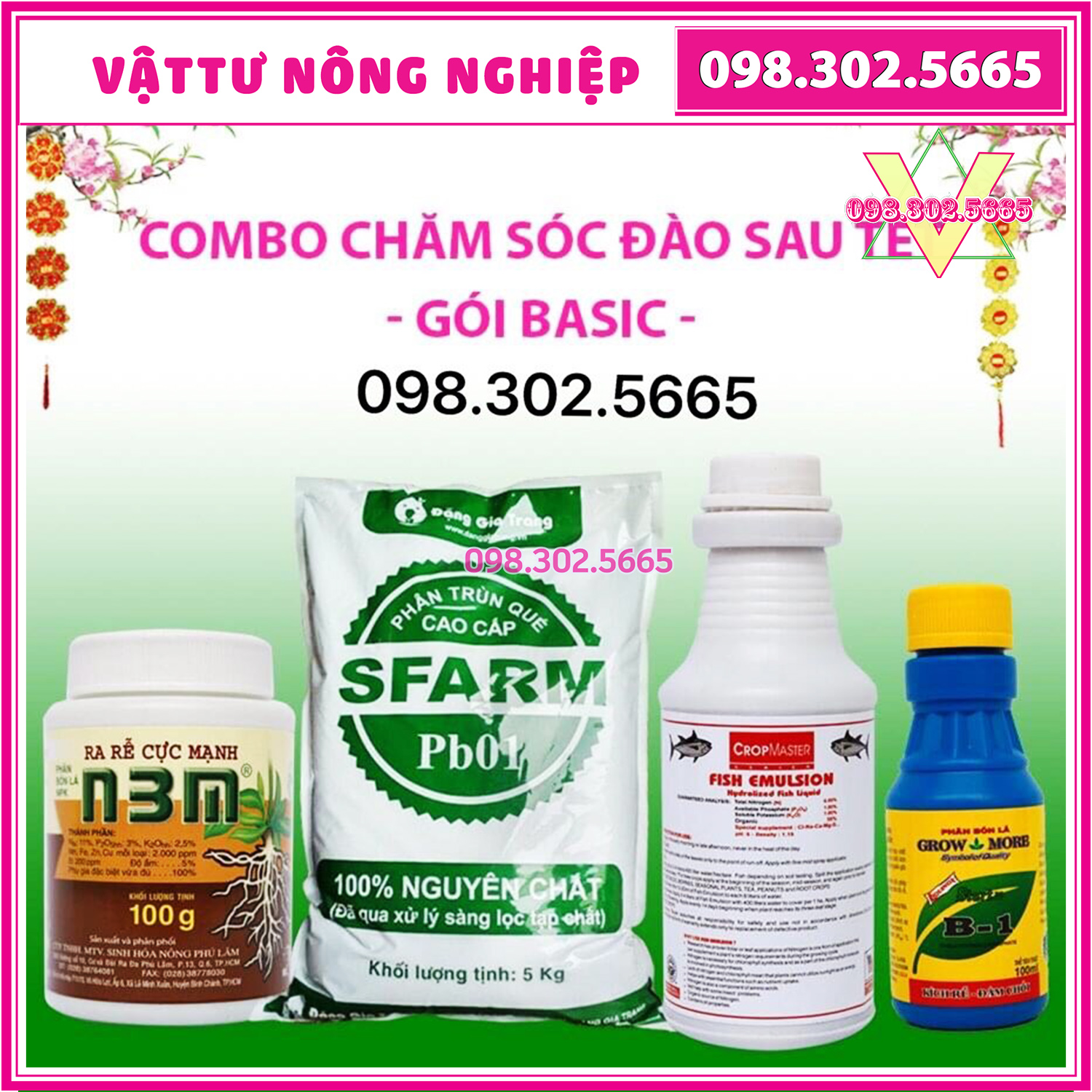 [Ảnh thật] Combo phân bón chăm sóc đào sau tết giúp đào sau khi trồng ra rễ phát triển tốt