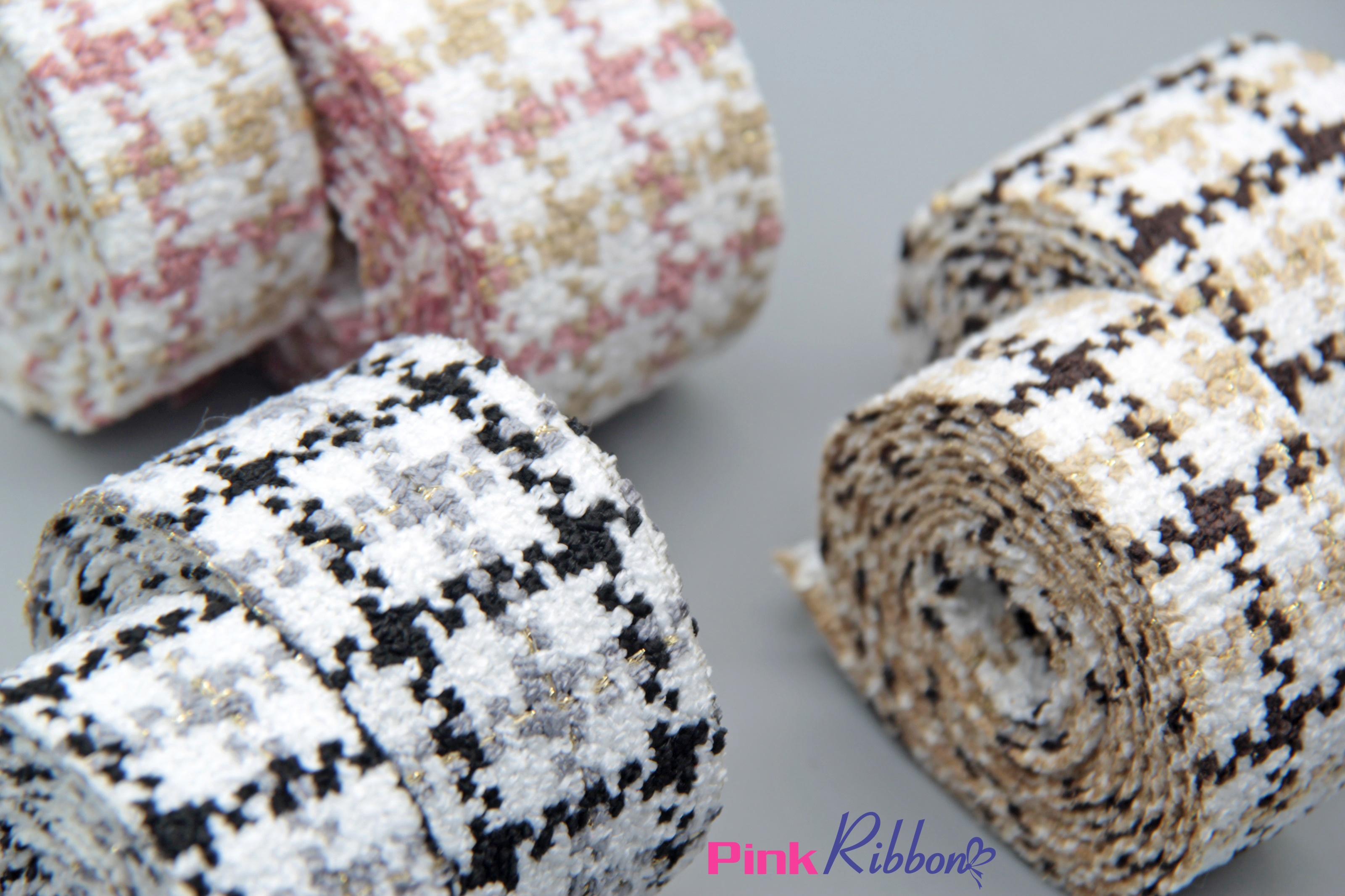 Ruy băng dạ tweed kẻ 2.5cm và 3.8cm