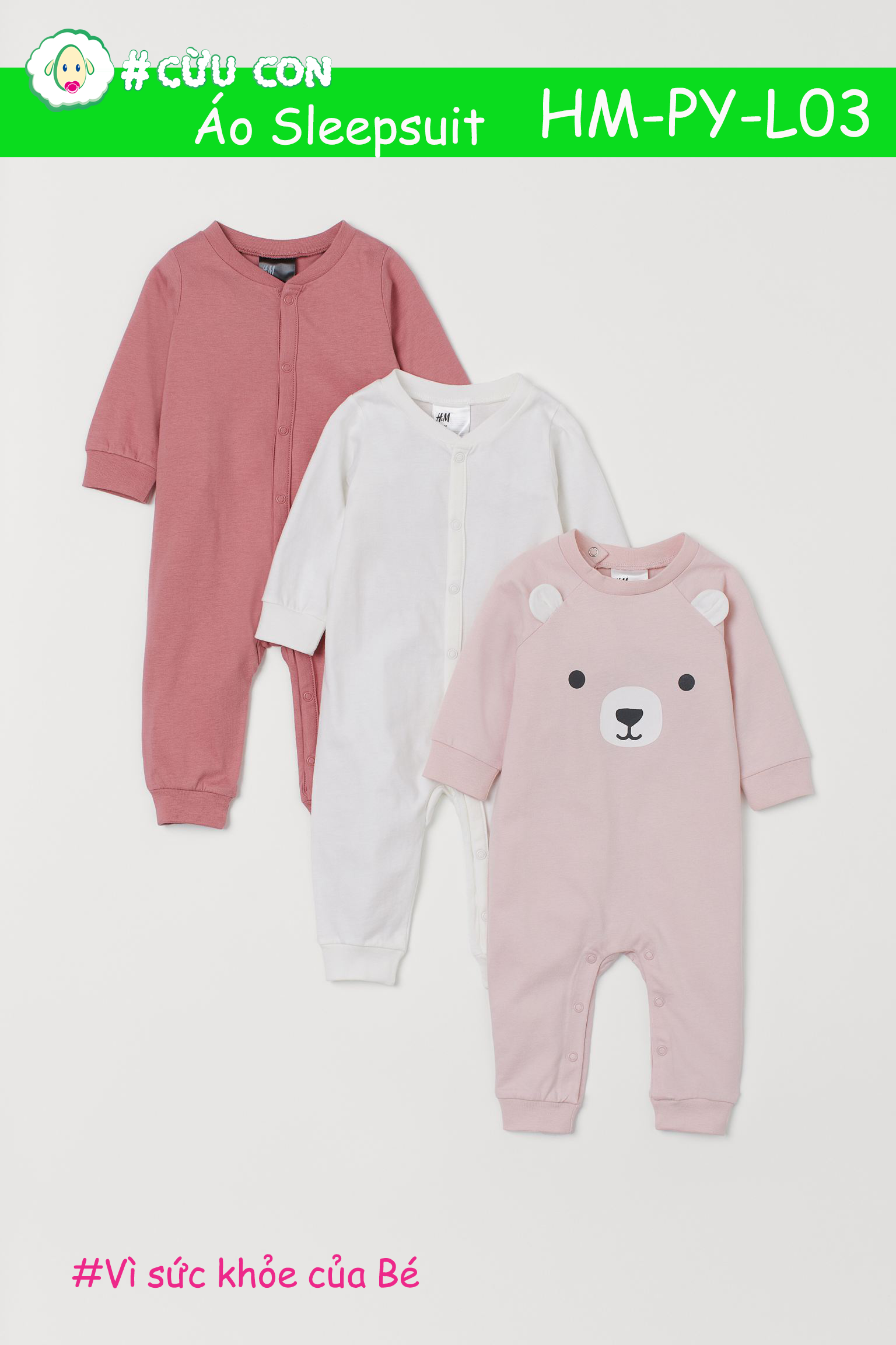 Set áo Sleepsuit H&M UK Auth - L03