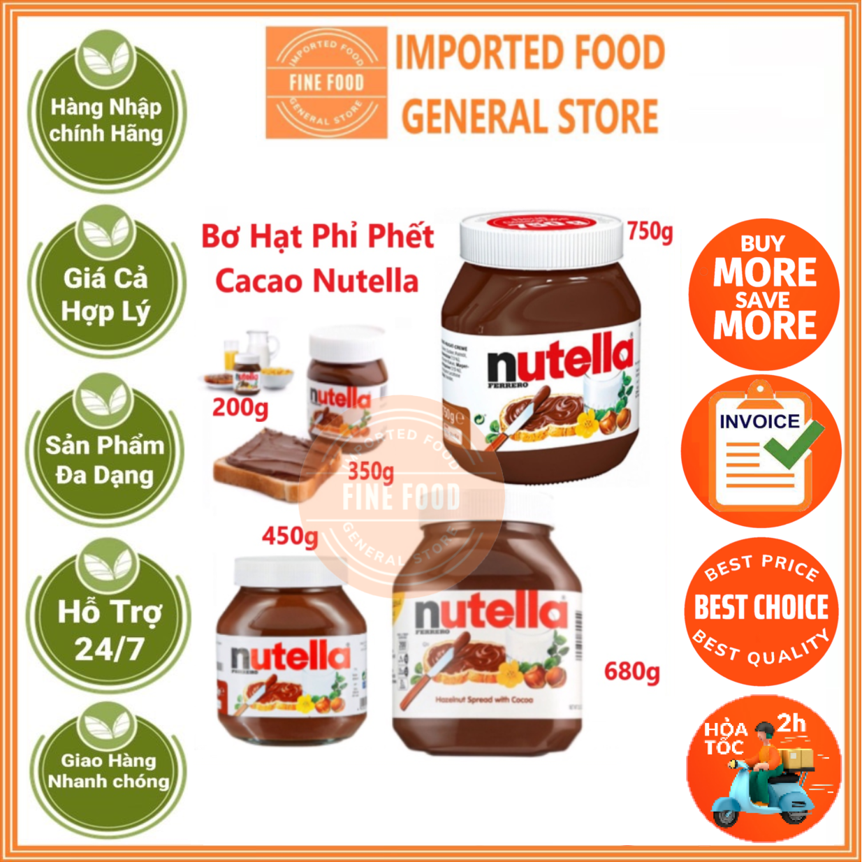 Mứt hạt dẻ Nutella 200g, 350g, 450g, 680g 750g