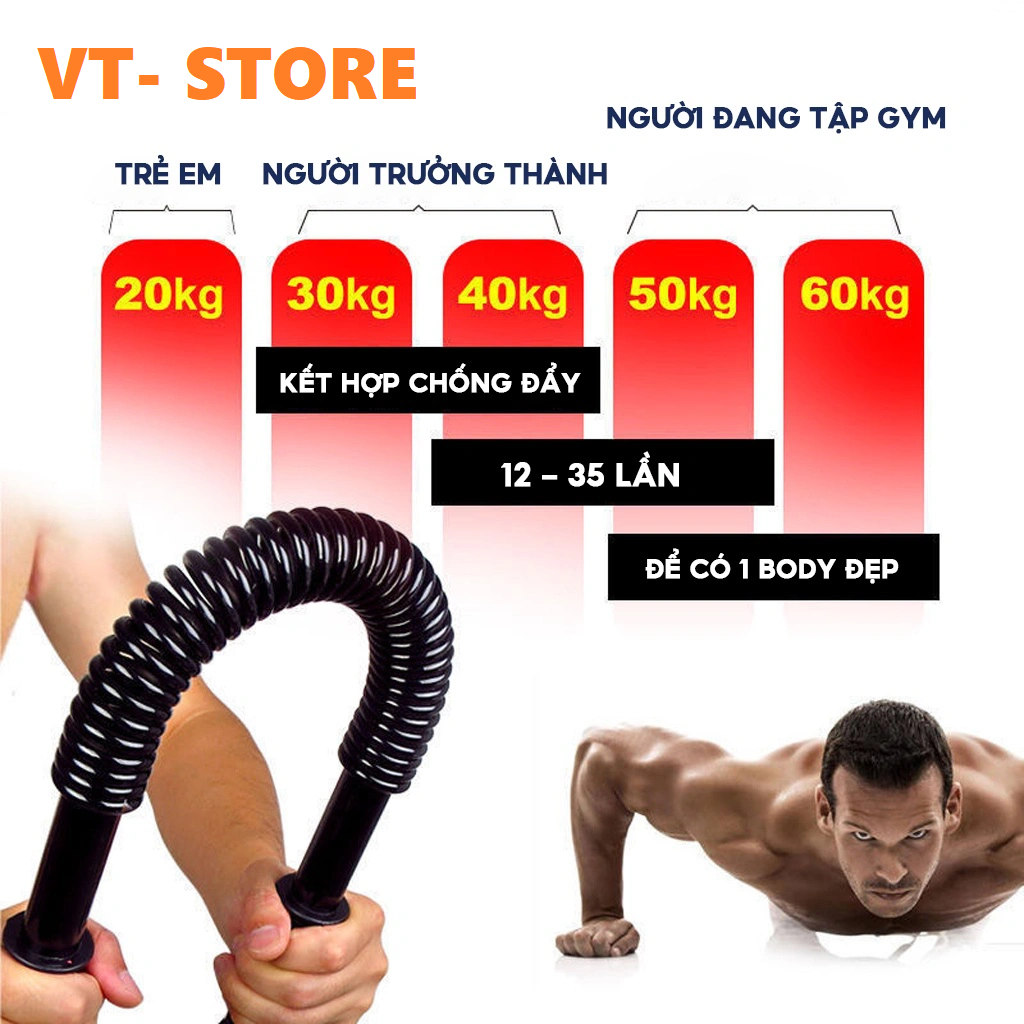 Gậy Bẻ Tập Cơ Tay , Gậy Lò Xo Tập Gym Cao Cấp Lực Bẻ 20, 30, 40, 50, 60kg Đàn Hồi Tốt Phù Hợp Luyện Tập Thể Thao Tại Nhà