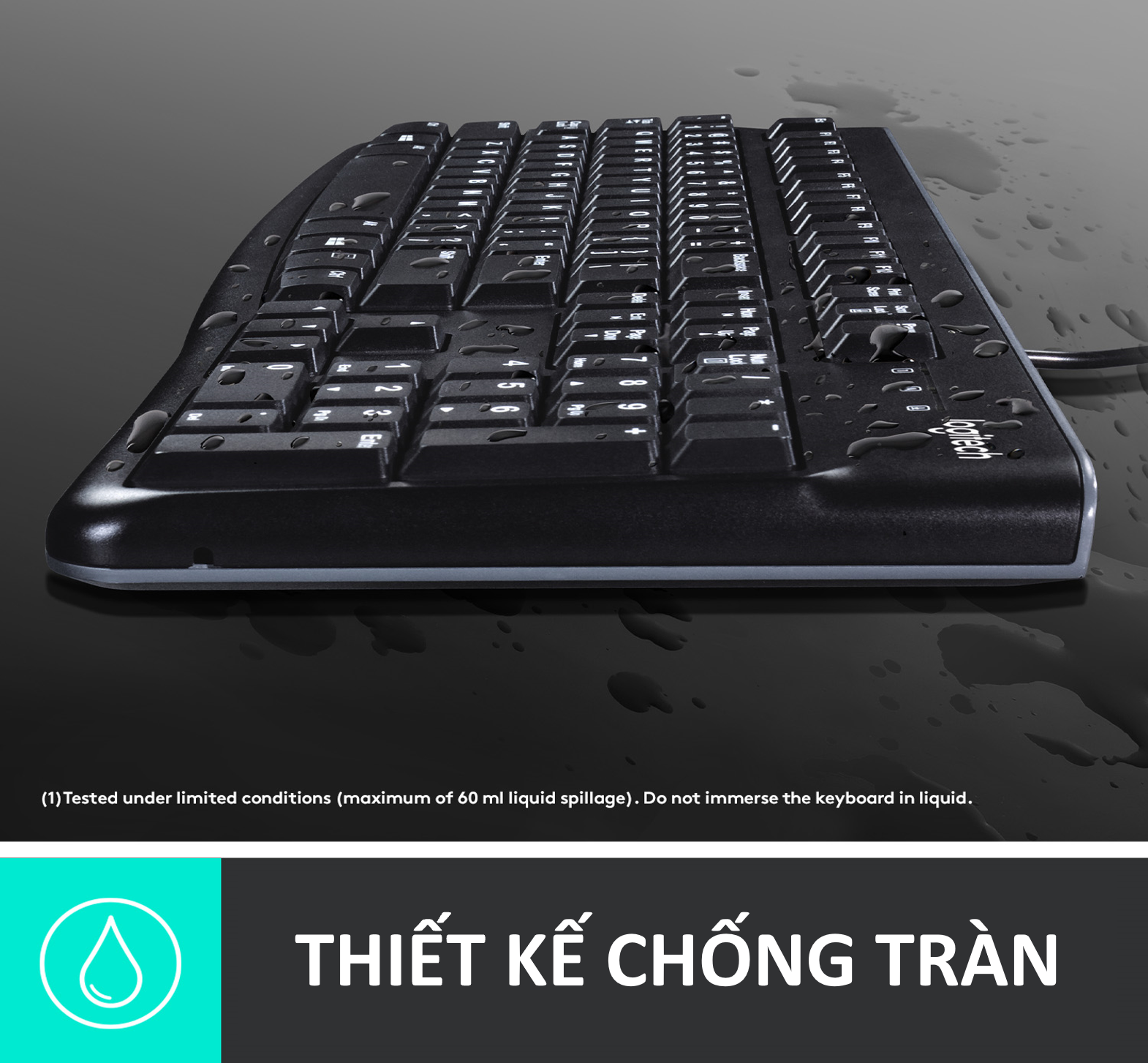 Bàn phím có dây Logitech K120 - Bền bỉ, chống tràn, có thể điều chỉnh góc độ gõ, kích thước đầy đủ có phím số