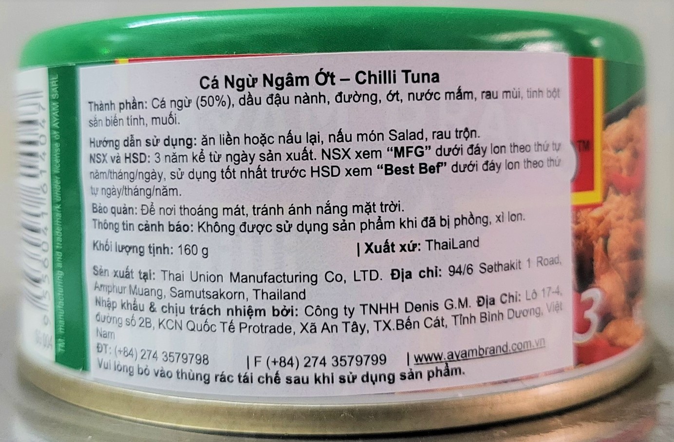 [Hộp X.LÁ 160g - CHILLI] CÁ NGỪ NGÂM ỚT [Thailand] AYAM BRAND Chilli Tuna (halal)