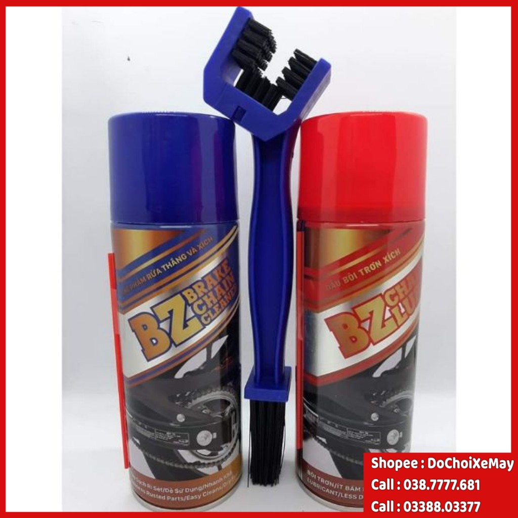 Combo BZ dưỡng sên, rửa sên , bàn chải 3D . DoChoiXeMay