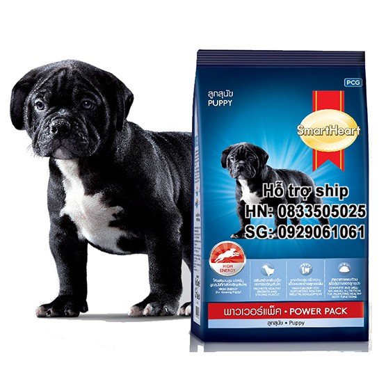 Hanpet - Gói 3 kg (2 loại)- thức ăn dạng hạt chó PHÁT TRIỂN CƠ Smartheart Power pack (hàng nhập khẩu thailand) thích hợp chó cỡ lớn, becgie, ngao, pit pull...