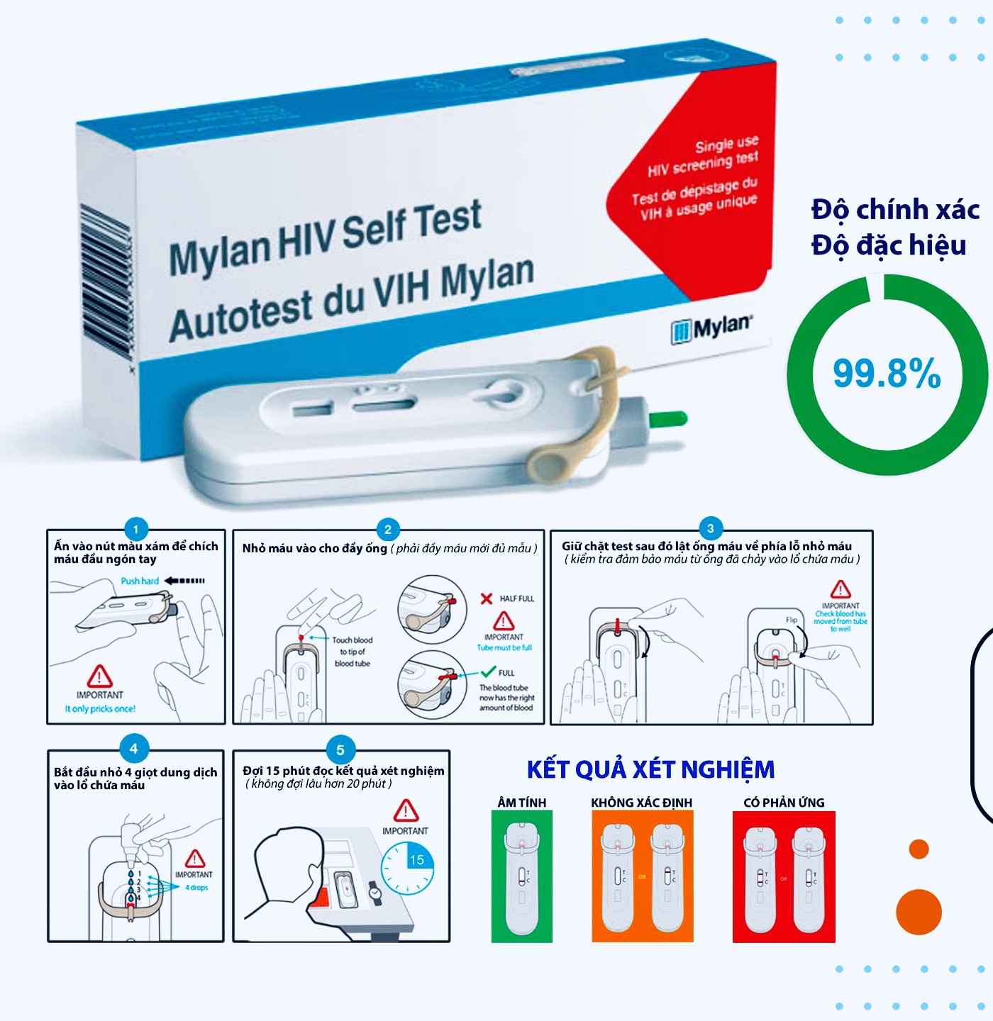 Bộ xét nghiệm HIV MYLAN SELF TEST  hàng chính hãng Mylan