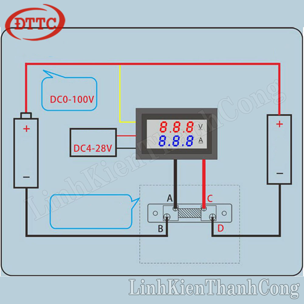 Module Đo Dòng Điện - Điện Áp 100V 100A + Trở Shunt