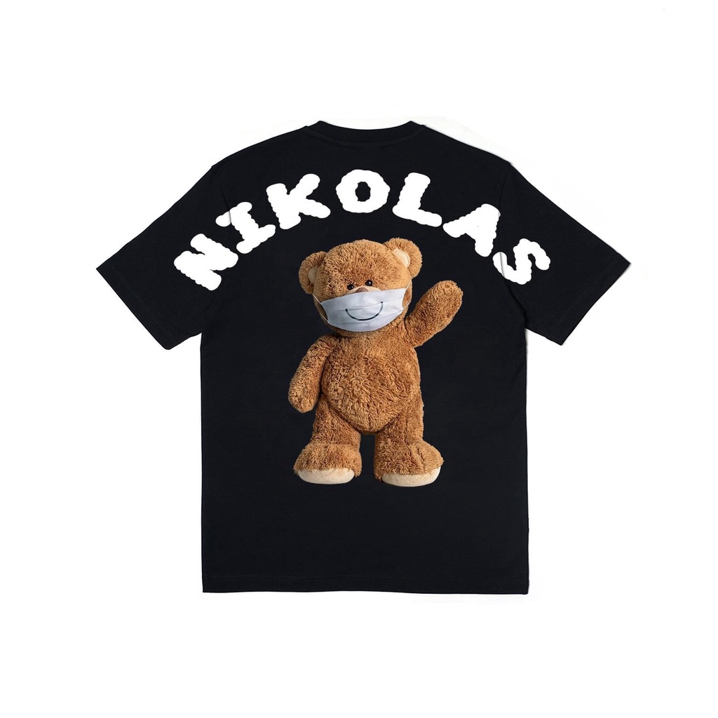 Áo Thun Nam Nữ Áo Phông Unisex form rộng giấu quần, trùm mông, vải cotton Gấu Teddy Mask Nikolas - shop.lucas