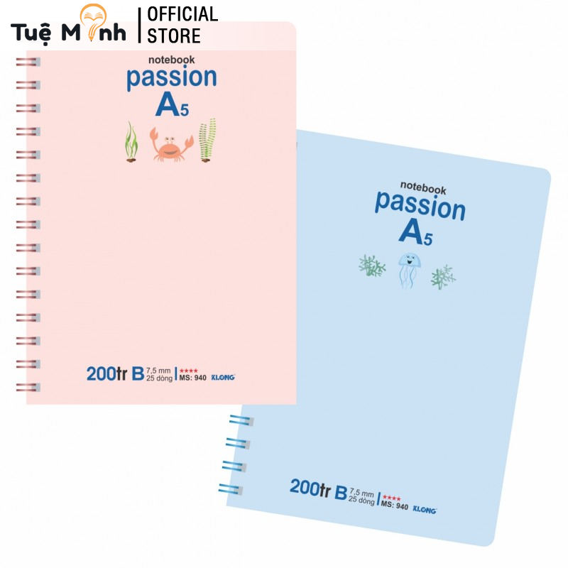Sổ Klong A5 200 Trang Kẻ Ngang Lò Xo Kép, Vở Klong Ms 940 Cho Học Sinh, Văn Phòng- VPP Tuệ Minh