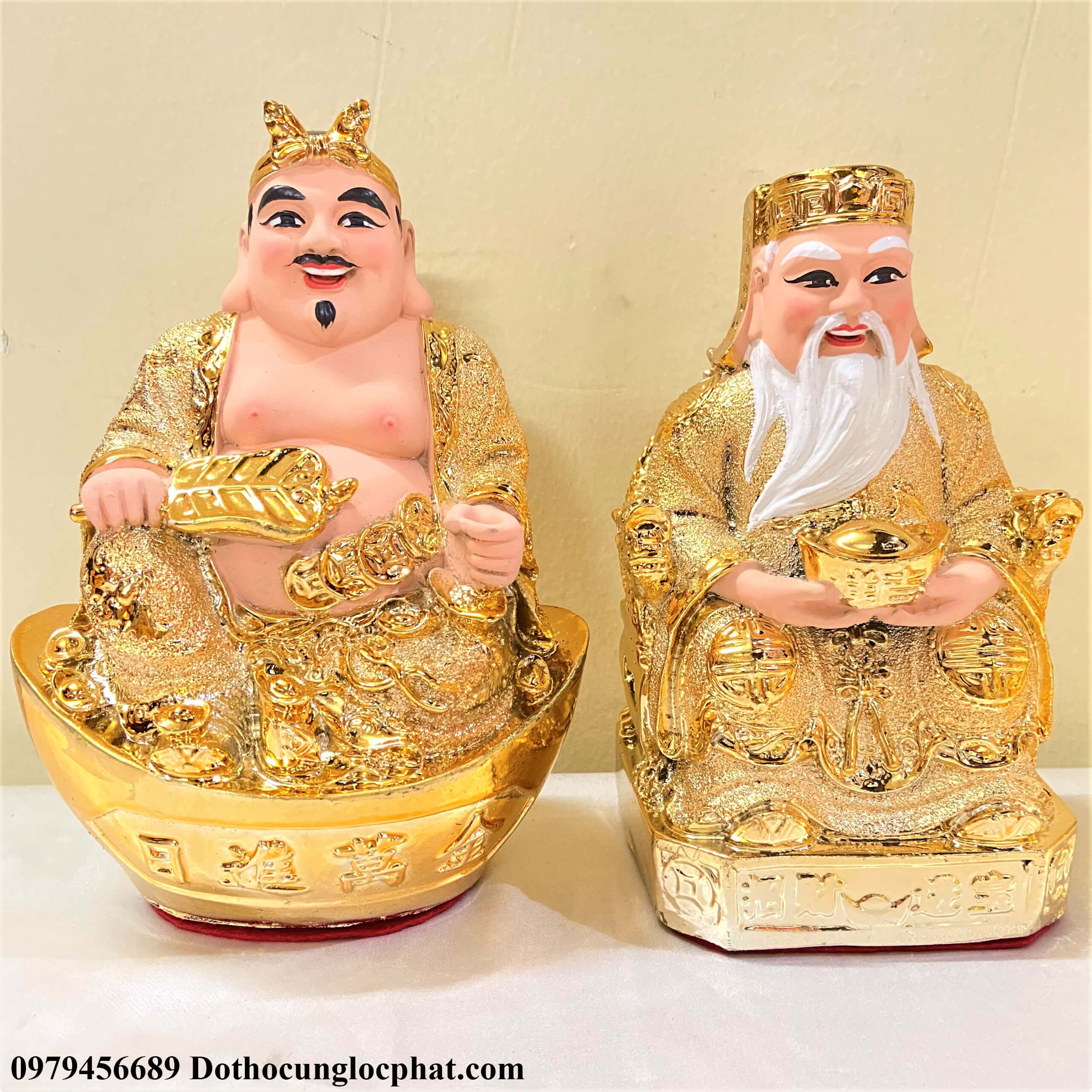Tượng thần tài thổ địa kim sa cao 7 inch