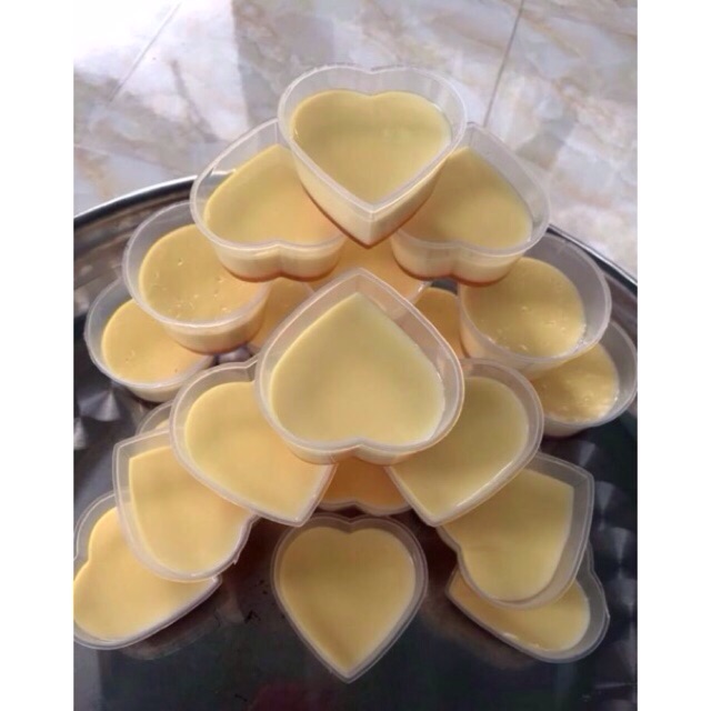 Hộp Caramen trái tim / Hộp làm bánh flan trái tim có nắp 50 cái