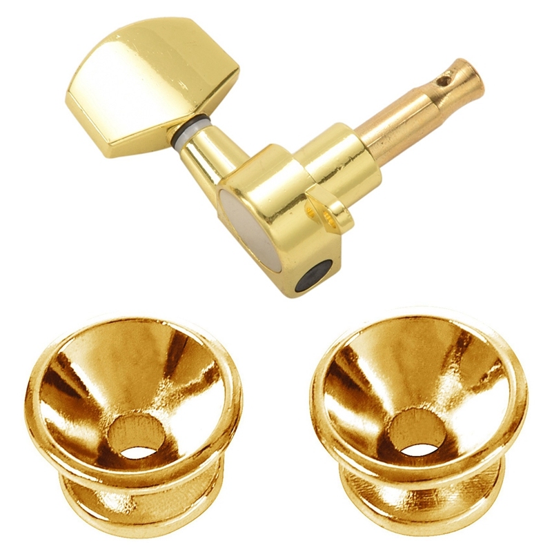 2 x Acoustic Guitar Bass Strap Button Screw Lock Pins Pegs Pads Golden & 1set Gold Sealed Guitar String Tuning Pegs