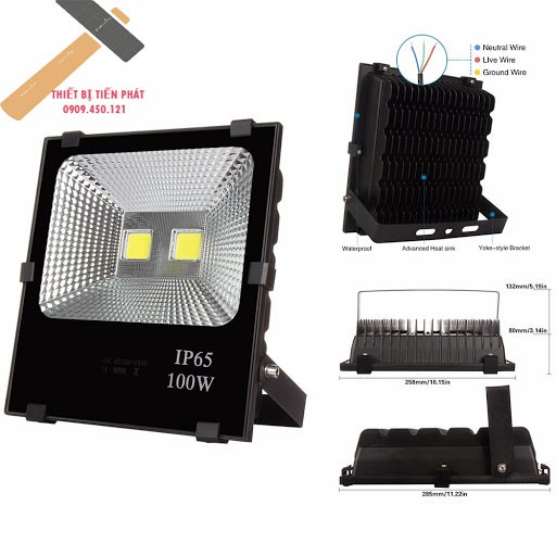 [HCM]Đèn Pha Led Flood Light 50W Dùng Chip Led Cob (Chính Hãng Cấp Độ Ip65)