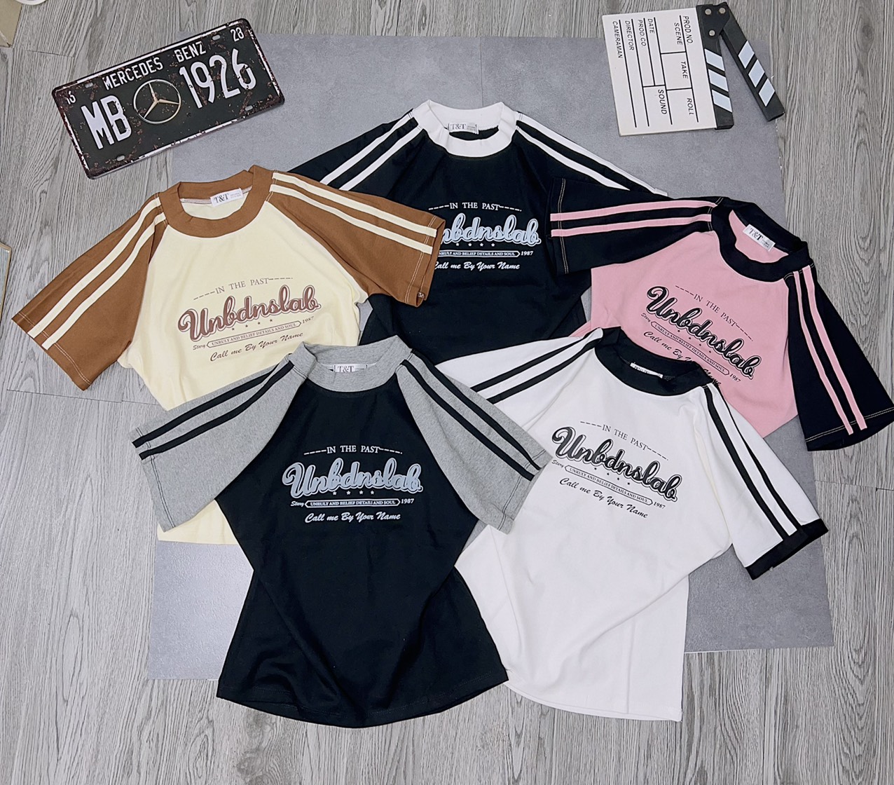Áo thun dáng ôm nhẹ babytee sọc vai tay phối ( mã Unbd )
