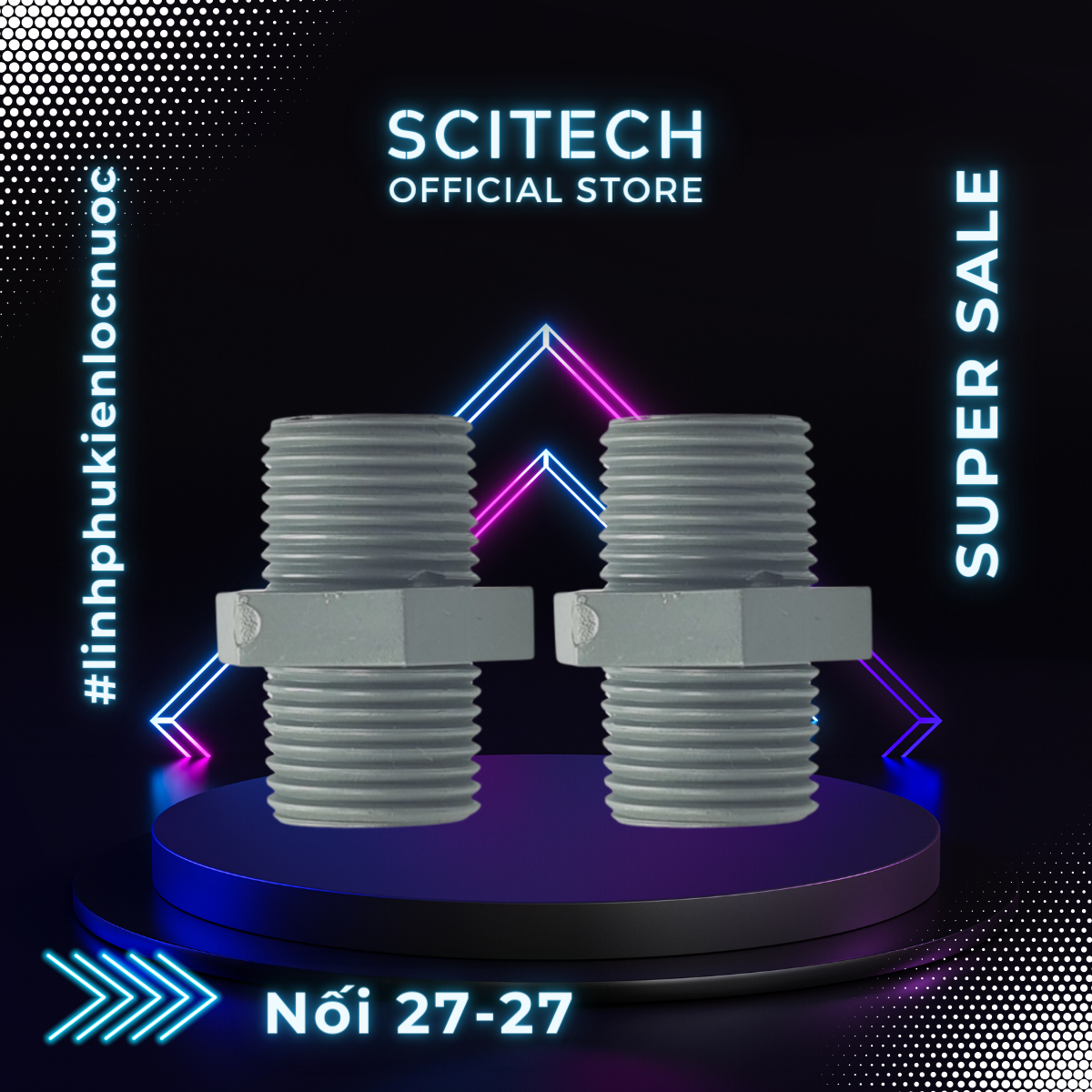 Nối thẳng 2 đầu ren ngoài 27-27 dùng trong máy lọc nước - Scitech Water