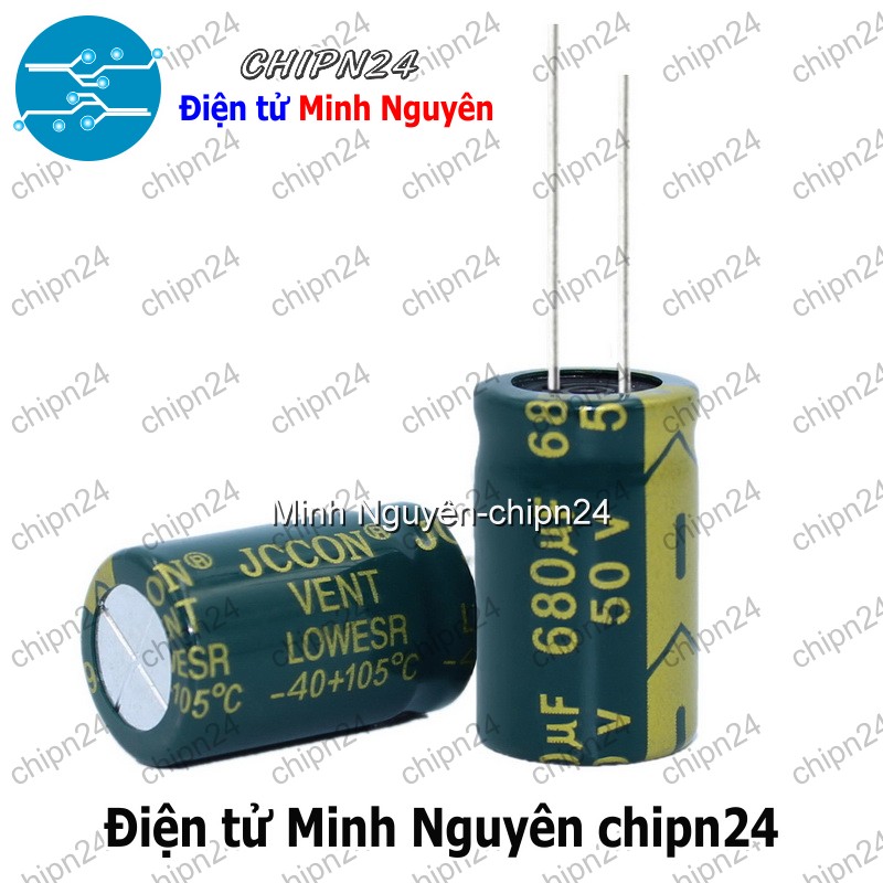 [5 con] (F274) Tụ hóa 680uF 50V Xanh Lá (13x21mm) (Tần số cao) - HH003274