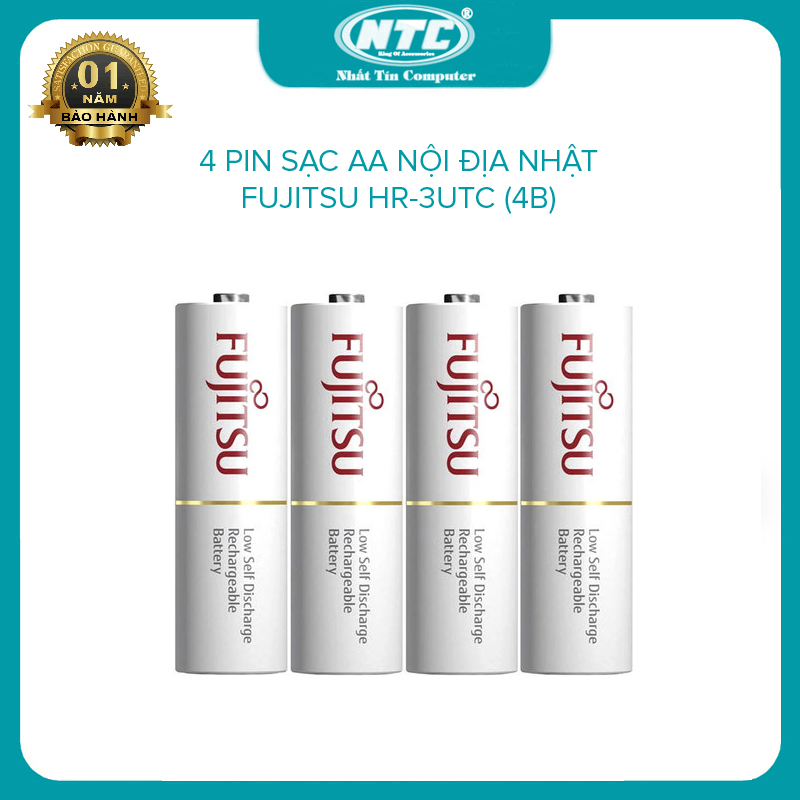 Combo 4 viên pin sạc AA Fujitsu 1900mAh HR-3UTC loại rời - phiên bản nội địa Nhật (trắng) Nhất Tín Computer