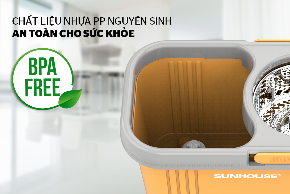 Bộ lau nhà xoay 360 độ SUNHOUSE KS-CL350PO - Bảo hành 6 tháng