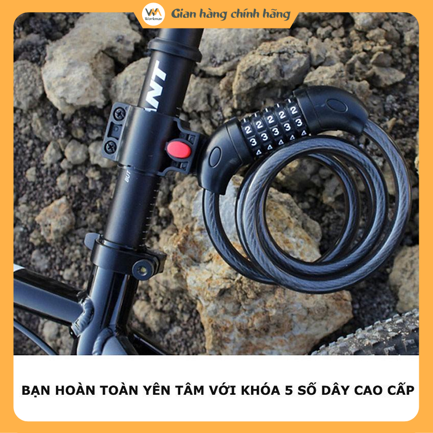 Khóa xe đạp, khóa dây 5 số chống trộm
