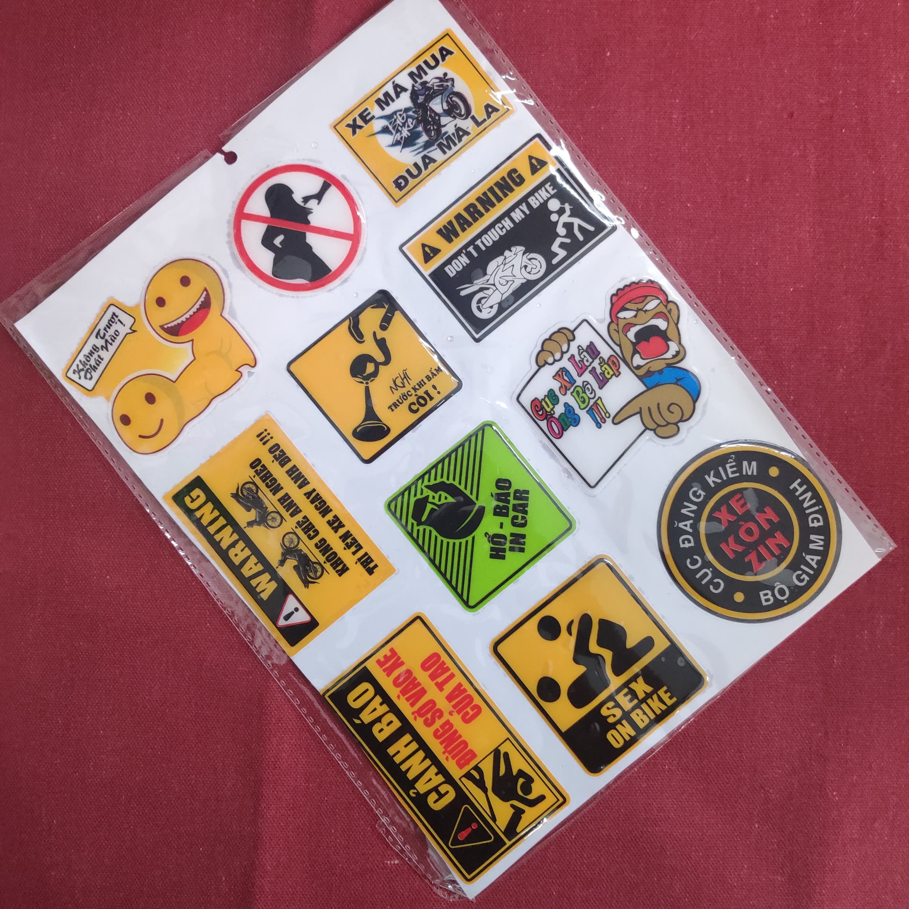 [TẤU HÀI XE CÒN ZIN] TEM TẤM NỔI DÁN XE MÁY VUI NHỘN HÀI HƯỚC LẠ MẮT (LOGO+CHỮ)