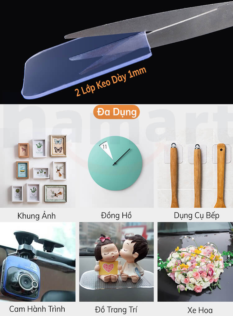 Băng Keo 2 Mặt Siêu Dính Acrylic 2 Lớp Keo Dày 1.5mm Miếng Dán 2 Mặt 3M Dính Tường Treo Đồ Đa Năng