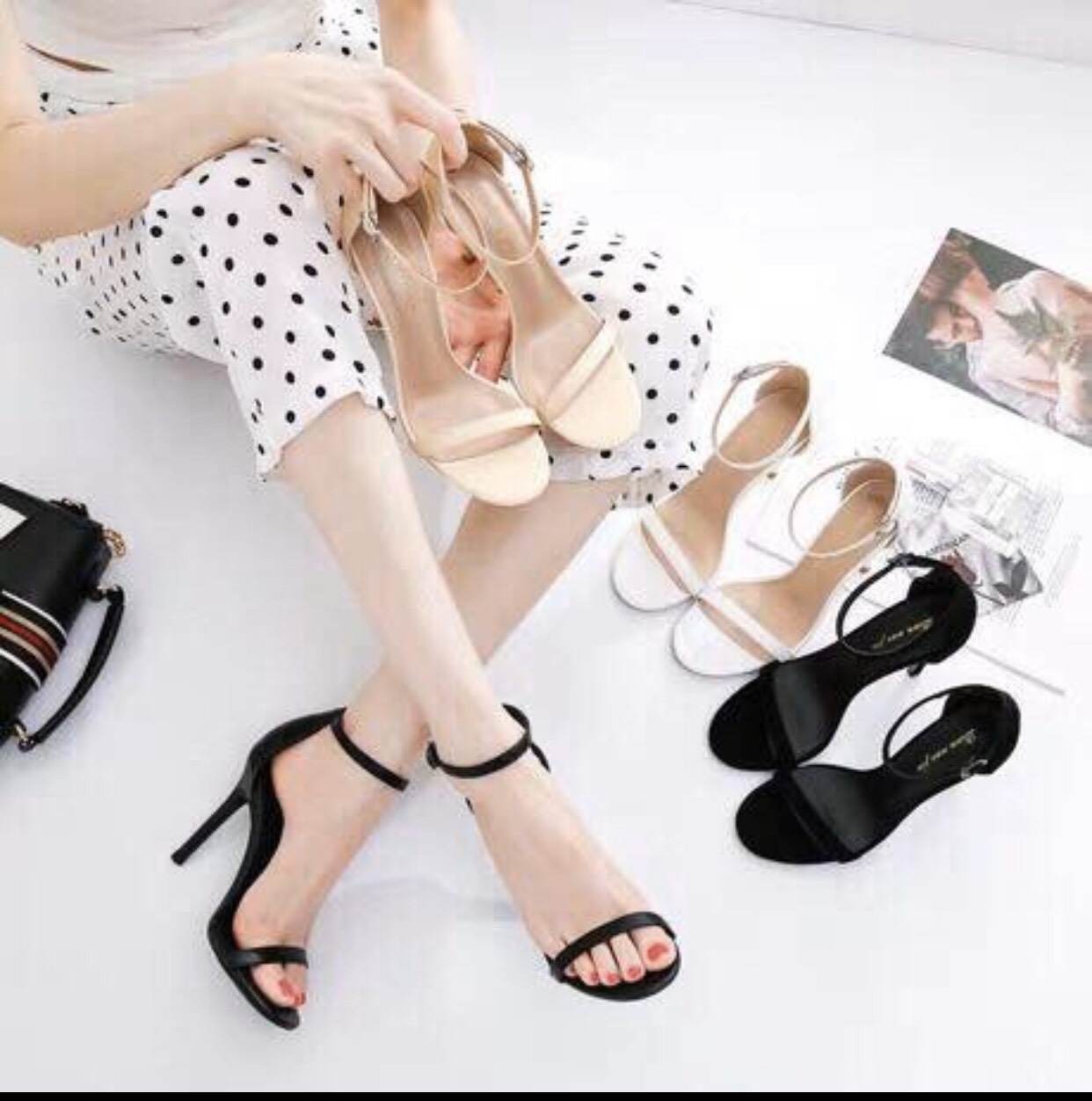 S75-Sandal nữ quai mảnh đế 7cm thời trang dáng basic