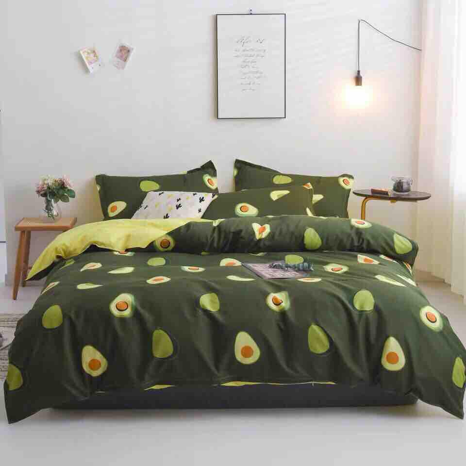 BỘ CHĂN GA GỐI HÀN QUỐC - QUẢ BƠ XANH ( Bao Gồm : 2 vỏ gối: 50x70 (cm), 1 vỏ Chăn: 2m x 2m2)