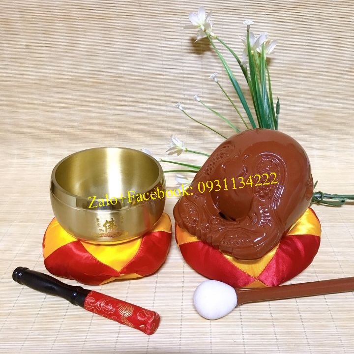 4 inch Taiwan Bell set sublingual Buddha sublingual copper and wood handiwork tray with drumsticks and pads included