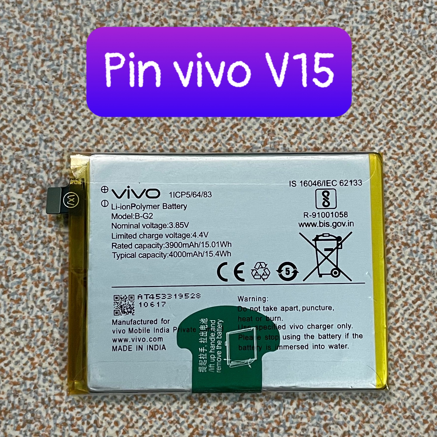 pin vivo V15 mã B-G2 (zin bảo hành 6 tháng)