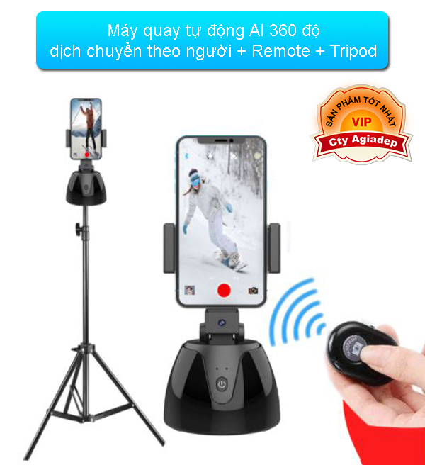 Máy quay vlog Y360 tự động AI 360 độ dịch chuyển theo người + Remote + Tripod