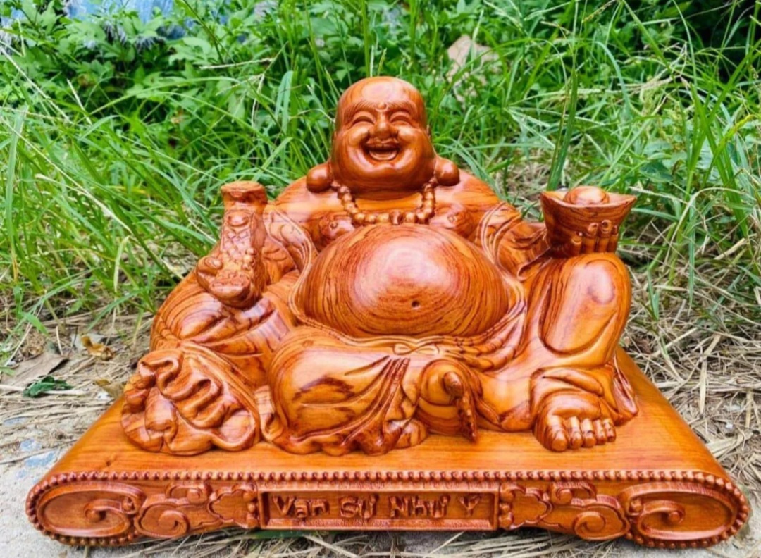 Tượng phật di lặc gỗ hương ngang 30cm