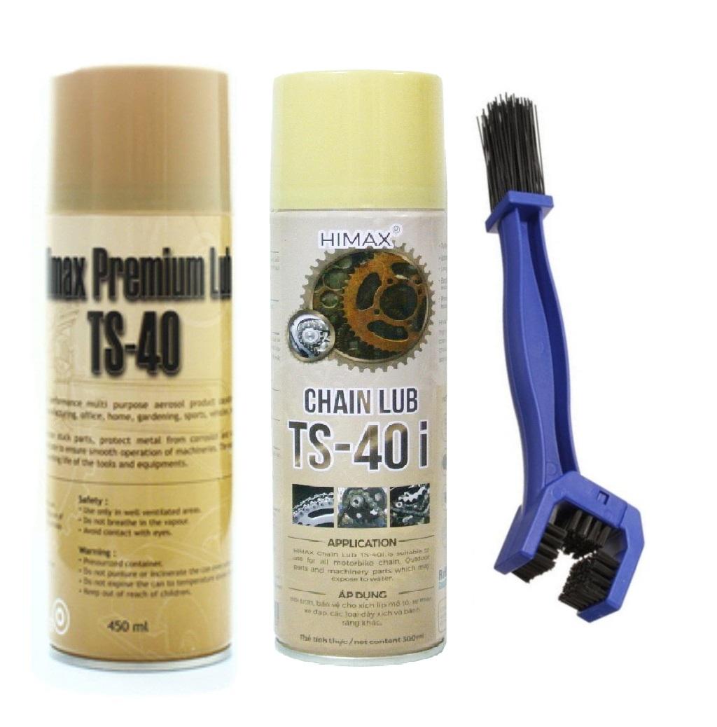 [HCM]Combo 3 Chai xịt vệ sinh sên xe máy PKL TS-40 450ml bảo dưỡng sên TS-50 300ml và bàn chải vệ sinh sên chuyên nghiệp 3D