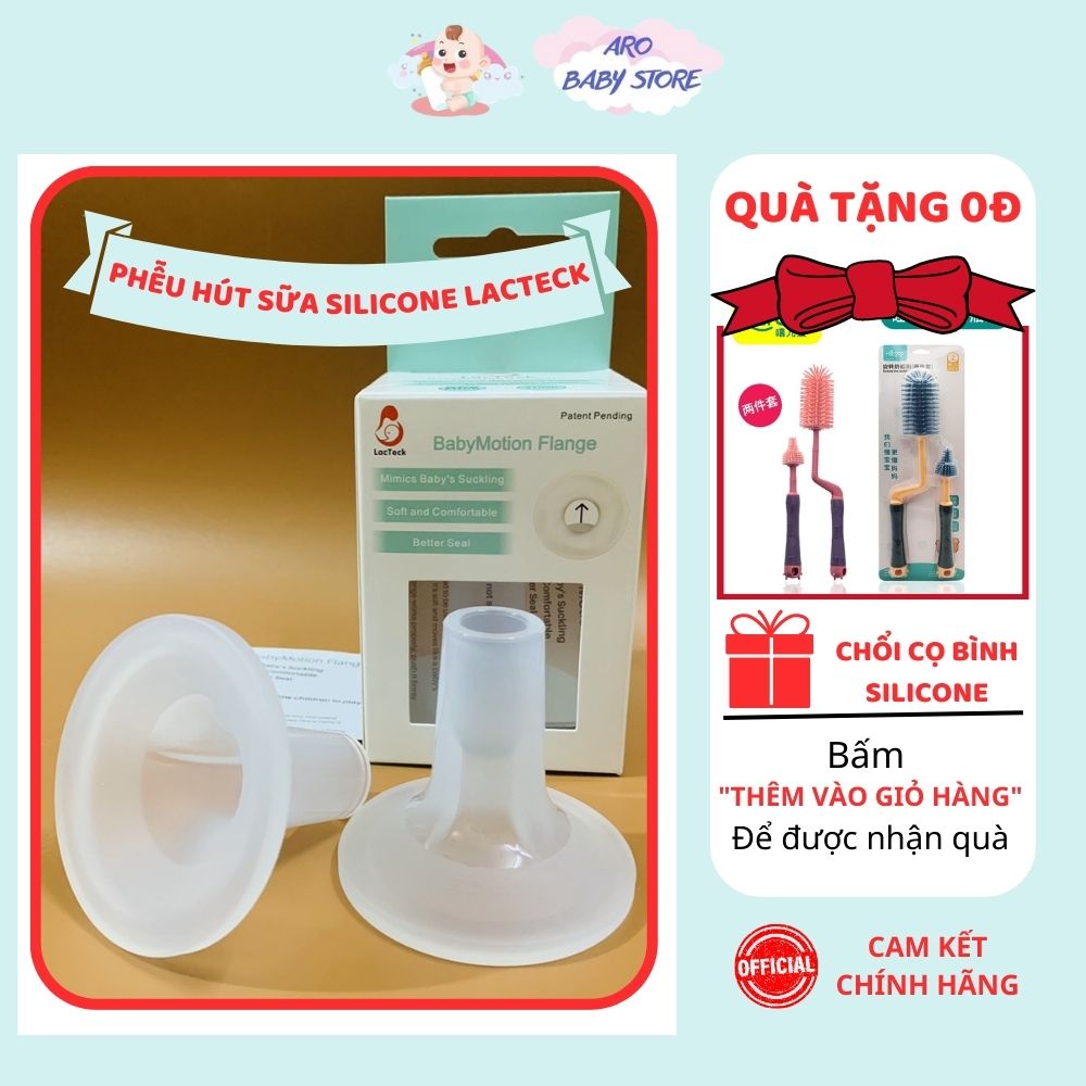 Phễu hút sữa silicone Lacteck Baby Motion , chất liệu mềm mại giảm đau rát, cam kết hàng chính hãng USA