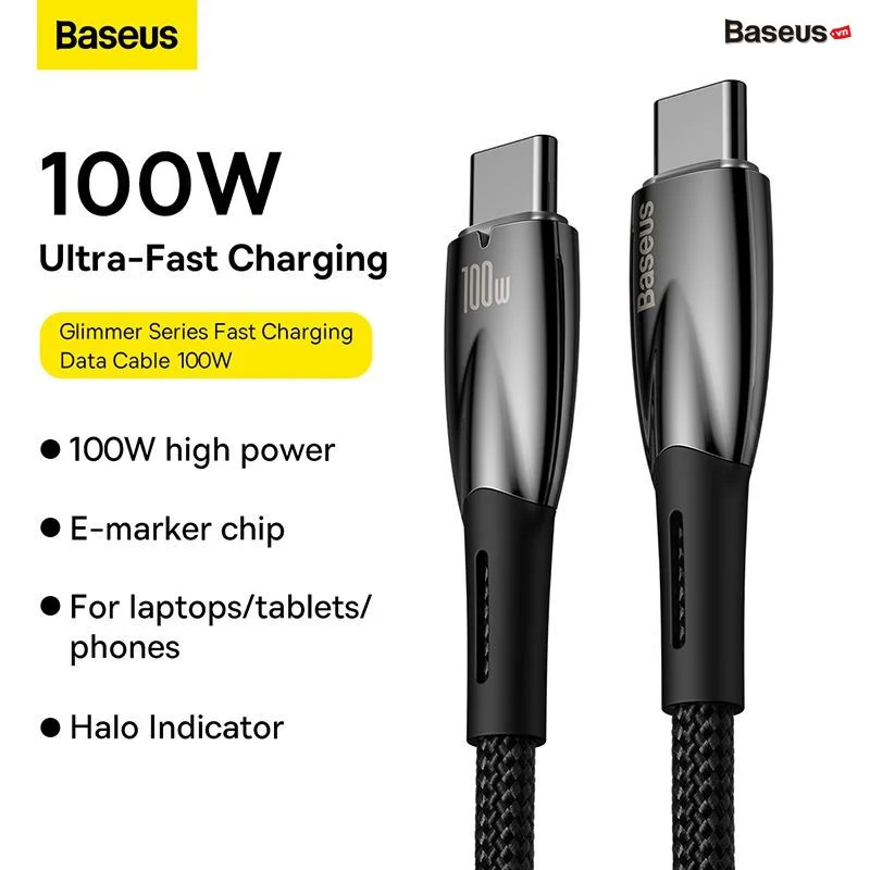 Baseus Glimmer Series Fast Charging Data Cable Type-C to Type-C 100W