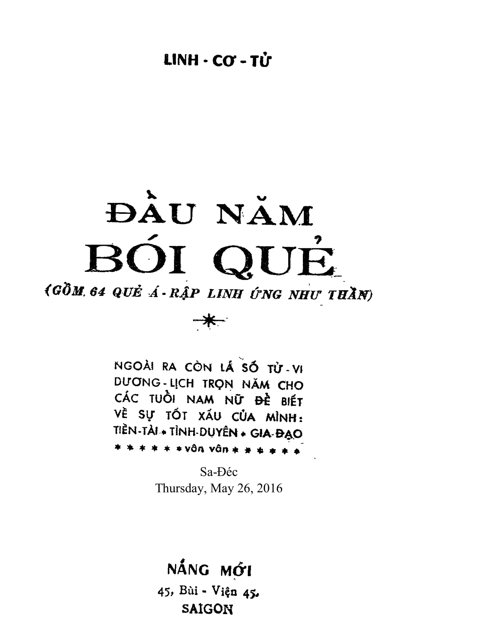 Sách Đầu Năm Bói Quẻ