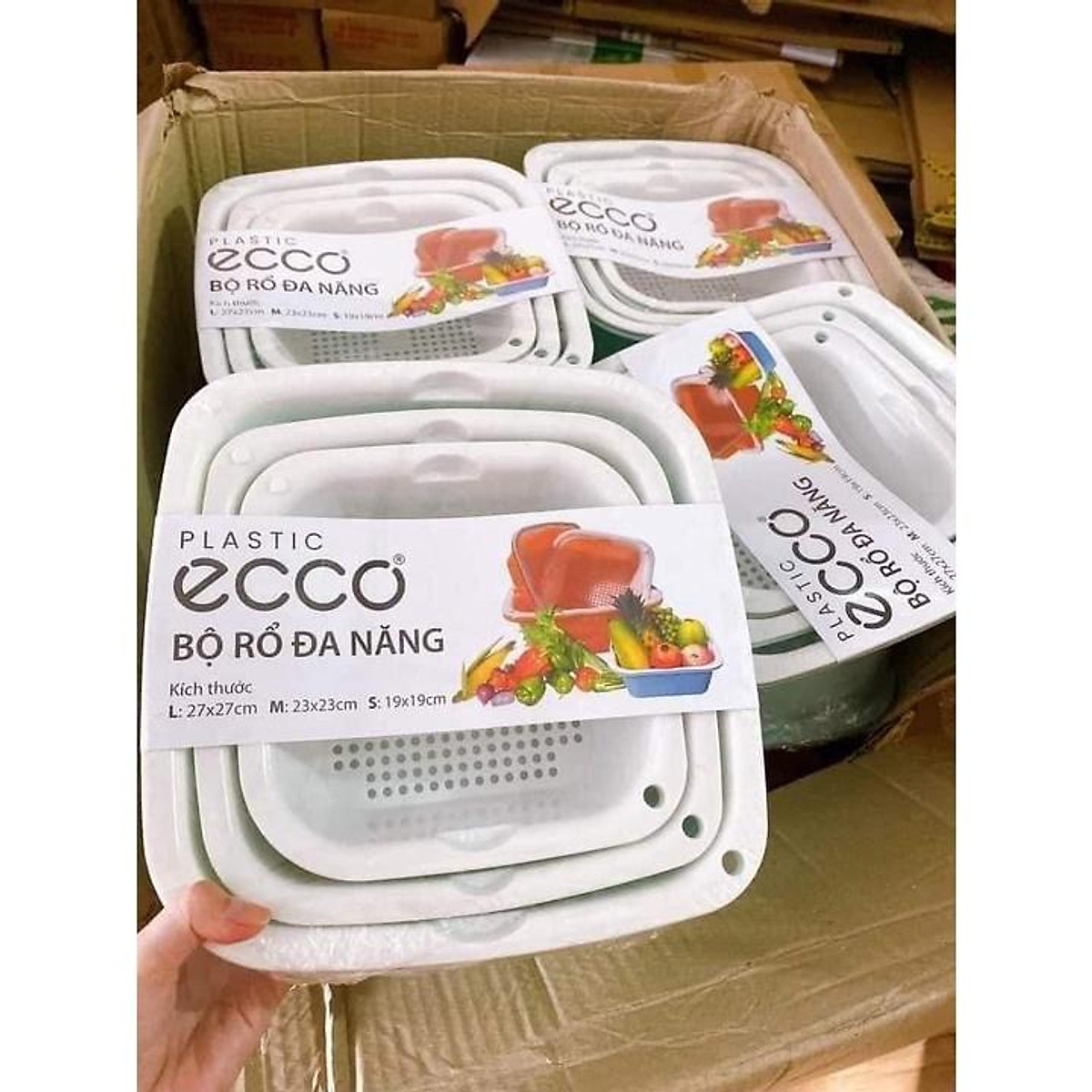 Set 3 bộ thau và rổ ecco đa năng cao cấp