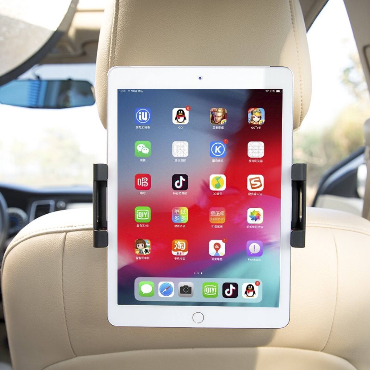 Khung kẹp xoay điện thoại, ipad ghế sau xe ô tô điều chỉnh máy theo góc nhìn- Khung kẹp xoay dọc ngang kẹp điện thoại, ipad treo thanh tựa đầu sau ghế xe hơi, ô tô