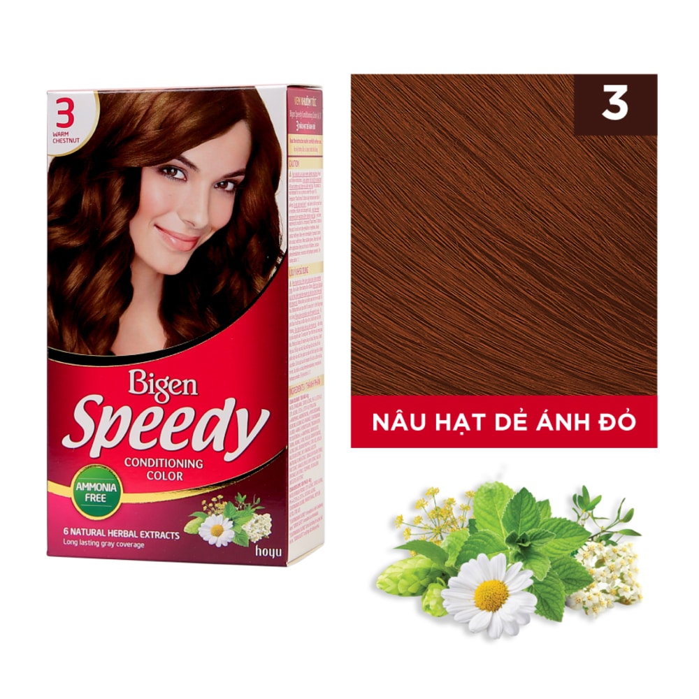 Thuốc nhuộm tóc Bigen Speedy số 3 (Màu nâu hạt dẻ ánh đỏ)