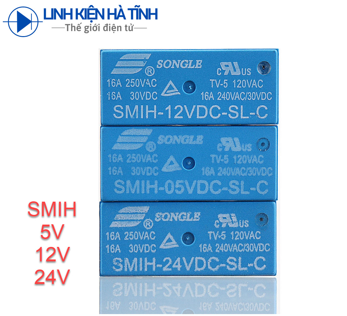 Linh kiện Relay  8 chân Songle SMIH- 05 12 24VDC-SL-C 5V loại 16A