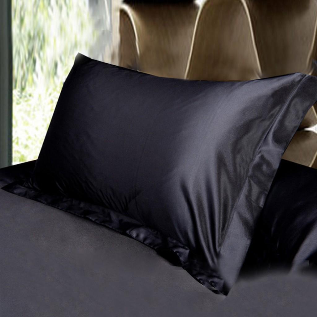 [HCM]Bộ Ga Gối Phi Lụa Cao Cấp 4 Món Lan Pham Bedding Màu Đen