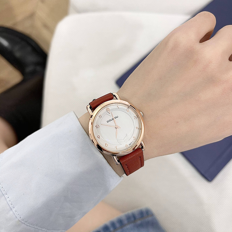 [HCM]Đồng hồ nữ Doukou dây da thời trang mềm mại ôm tay