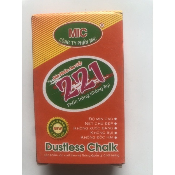 Combo 10 Hộp Phấn Viết Bảng Không Bụi MIC 221 (Phấn Trắng/Phấn Màu)