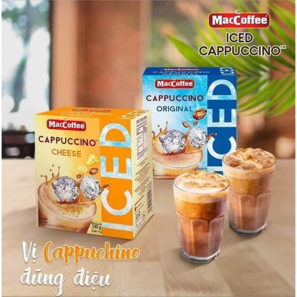 [ UỐNG LÀ GHIỀN ] - Hộp 10 gói Cà phê sữa Cappuccino Vị Truyền Thống HOẶC VỊ phô mai - Hộp 190gr- Date mới