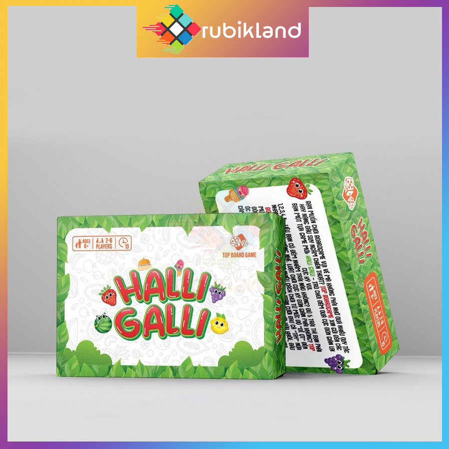 Bộ board game halli galli phản xạ tính toán đập chuông hoa quả cực chất bản tiếng anh hộp cứng cao cấp